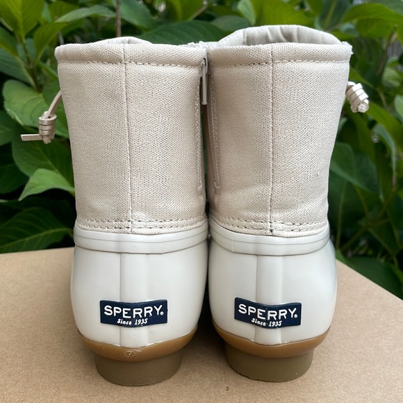 Sperry Topsider Saltwater Boot Ivory w Gold Girls Sz 5 M STK164049 Duck - Picture 7 of 17
